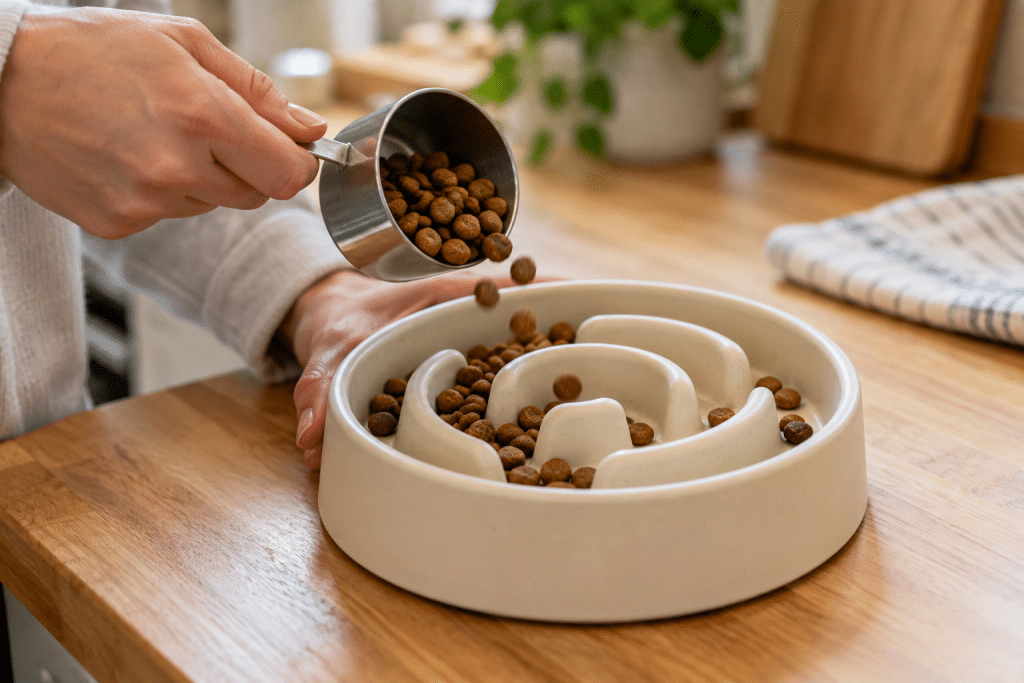 Filling a Slow Feeder Bowl